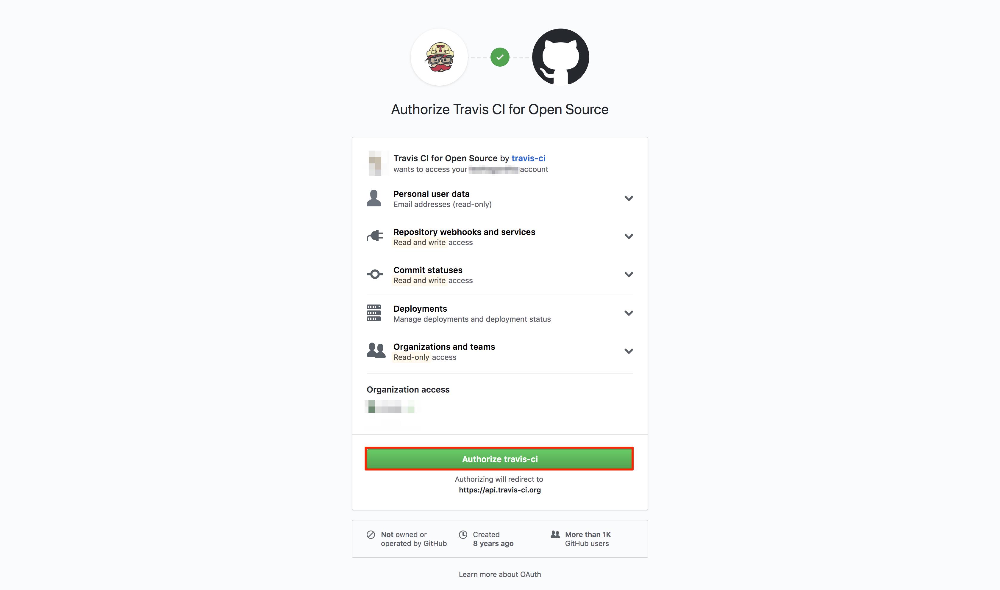 Authorize Travis CI Authorize Travis CI