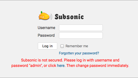 First time Subsonic access First time Subsonic access