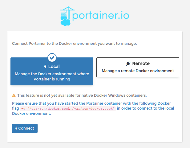 Portainer Connection Type Portainer Connection Type