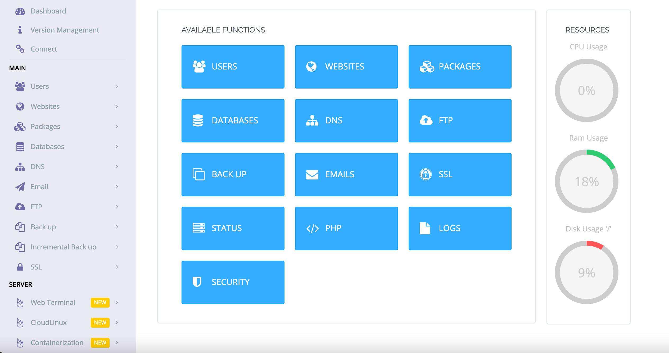 CyberPanel Dashboard CyberPanel Dashboard